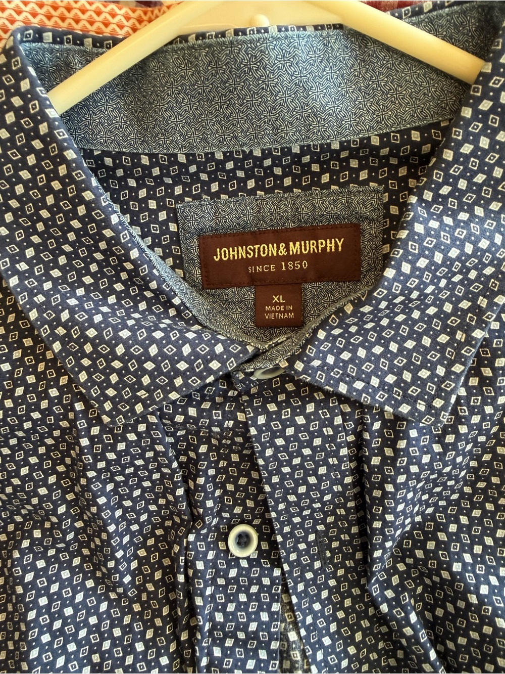 Johnston & Murphy Navy Geometric Print Dress Shirt